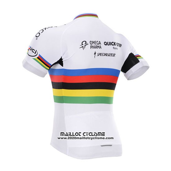 2016 Maillot Ciclismo UCI Mondo Champion Lider Quick Step Blanc Manches Courtes et Cuissard